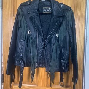 fully fringed western leather jacket!!